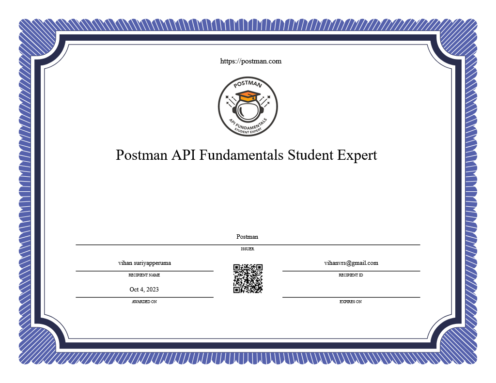 Postman API Fundamentals Student Expert Certification